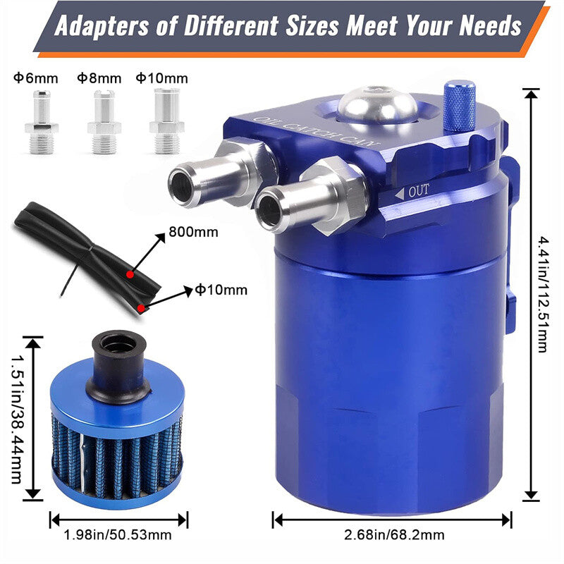 Oil Catch Can Kit Universal Aluminum Reservoir Baffled Tank with Breather Filter