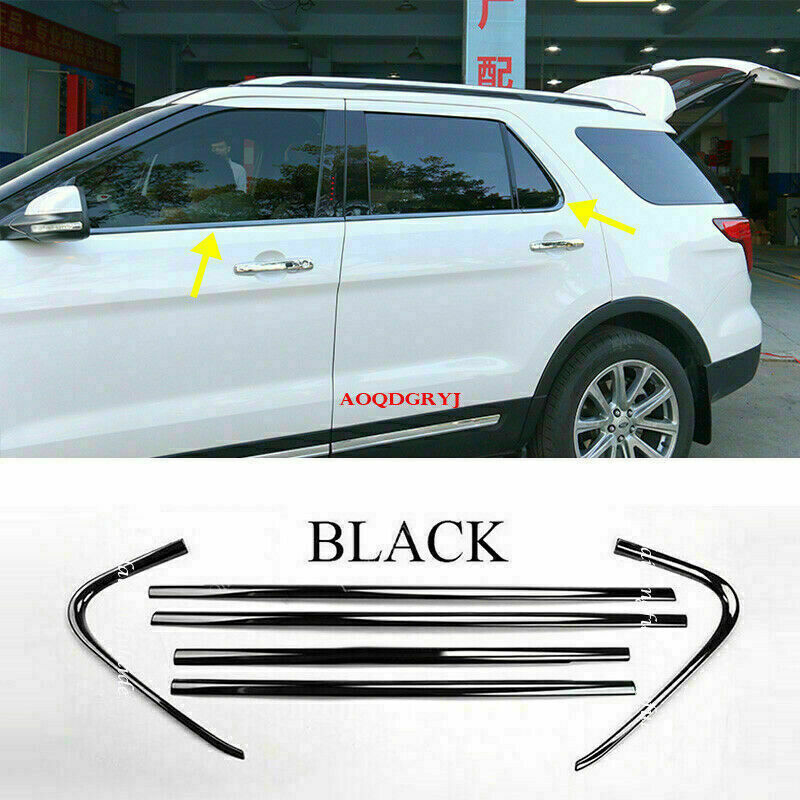 for Ford Explorer 2011-2019 Piano Black Bottom Window Sill Strips Trim Cover New