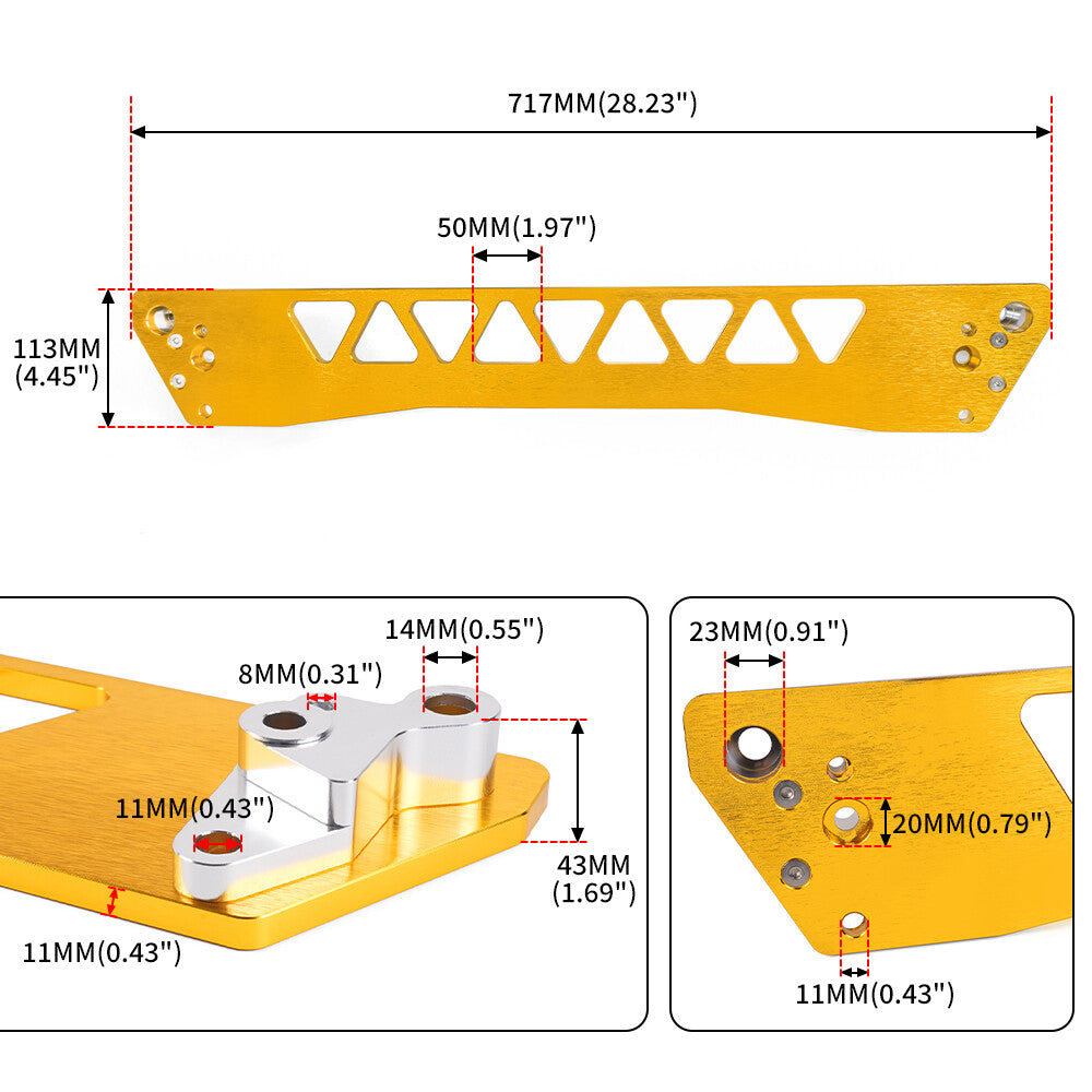 Rear Lower Control Arm+Subframe Brace+Tie Bar for Honda for Civic EG 92-95 Gold