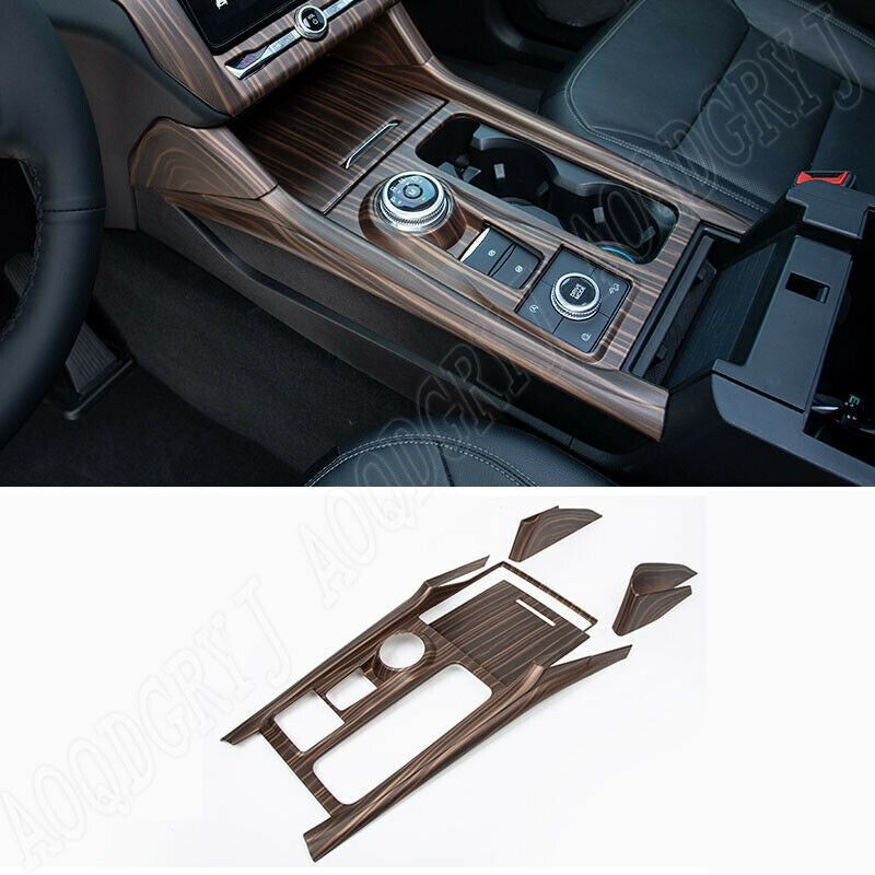 Wood Grain Look Gear Shift Panel Moulding Cover Trim for Ford Explorer 2020-2022