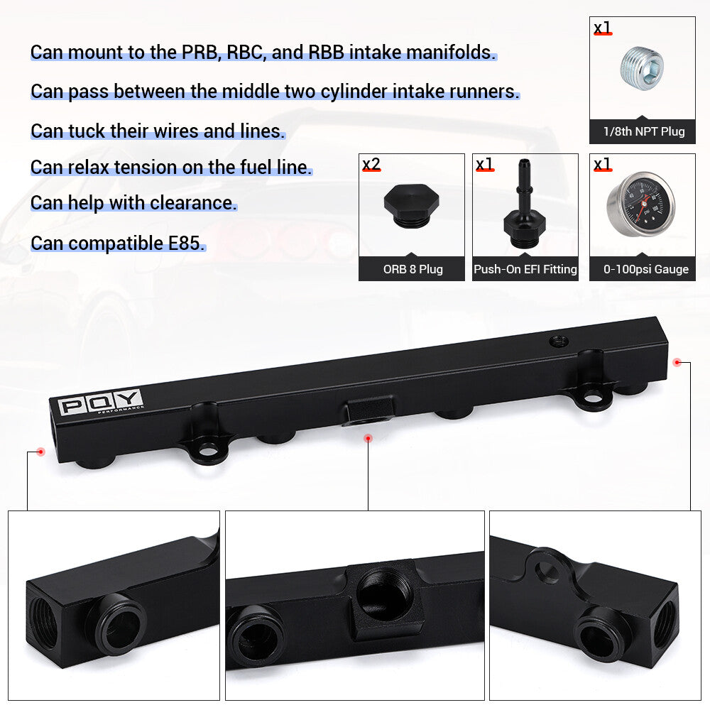 K-Series Billet Aluminum High Flow Fuel Rail K20 K24 2.0/2.4L RSX Si for Civic KSwap
