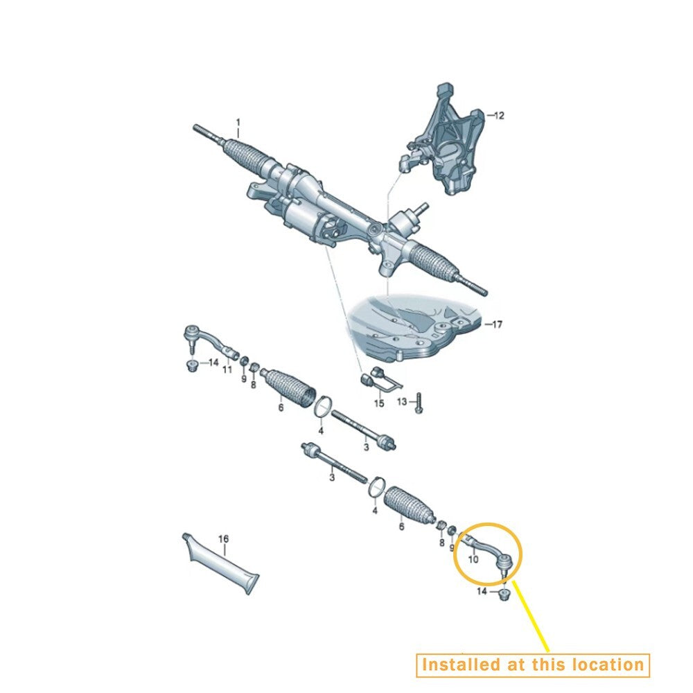 for Audi B9 external tie rod ball joint (R) Equipment Manufacturer: 8W0423812A