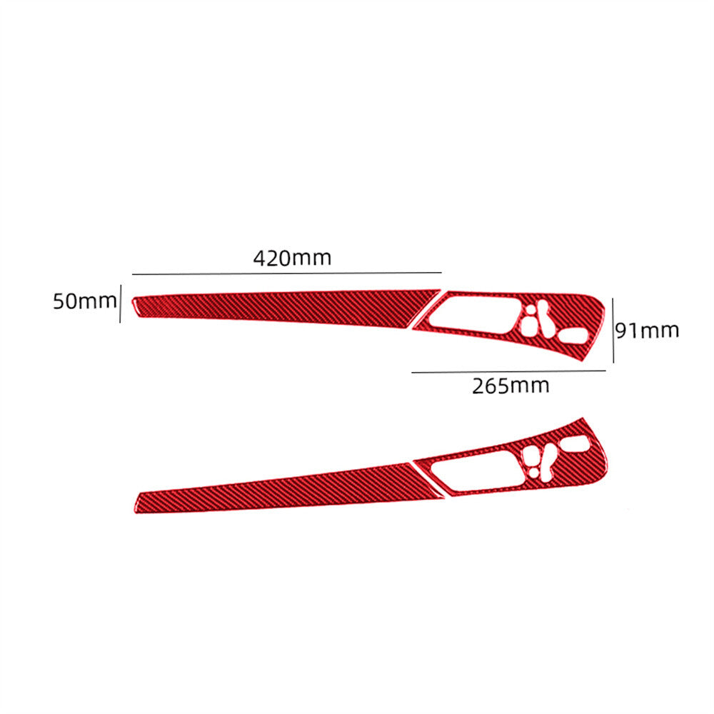 for Benz C Class W203 2005-07Red Carbon Fiber Inner Front Door Handle Panel Trim