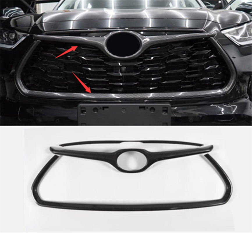 Carbon Fiber Front Grille Mesh Decorative Frame for Toyota Highlander 2020-24