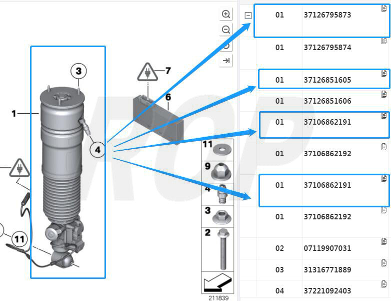 Rear Left Air Suspension Strut For Rolls Royce for Ghost RR4 Wraith Dawn 37126851605