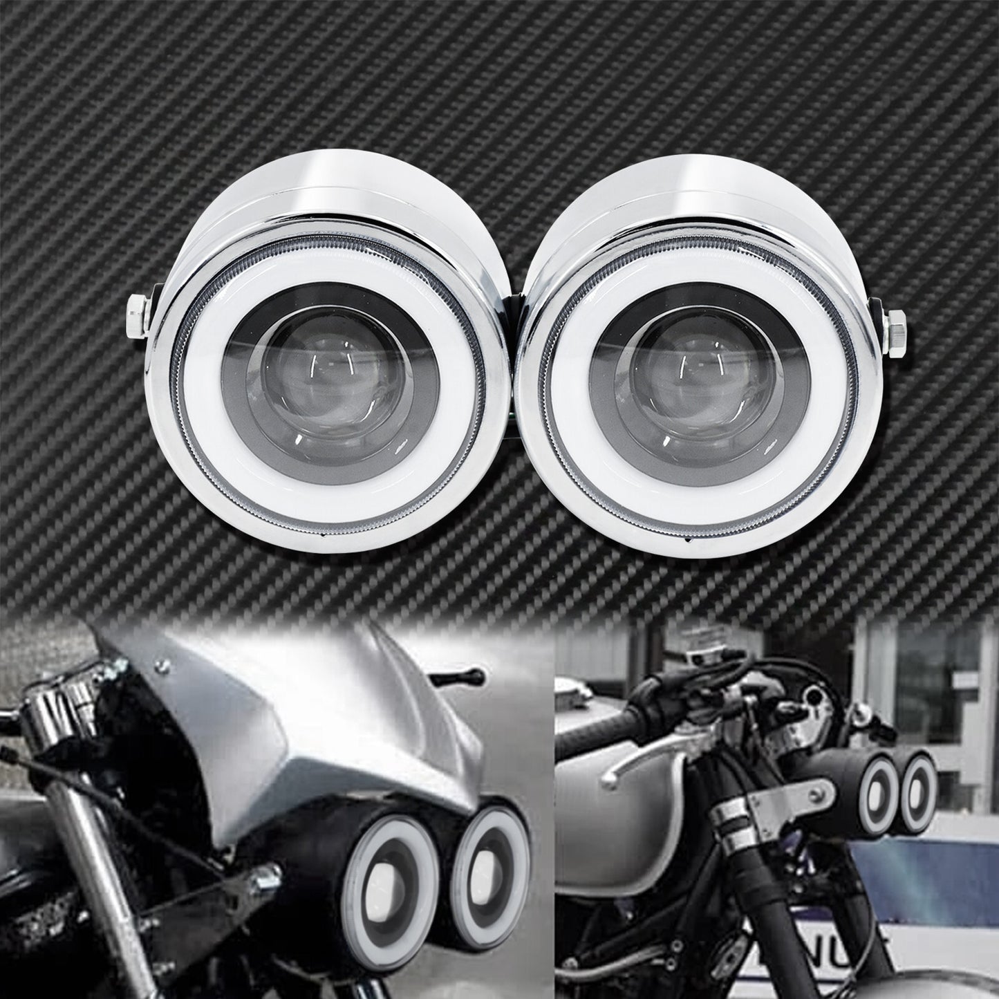 Universal Motorcycle Chrome Dual Twin Headlight W/Bracket Fit for Harley Softail