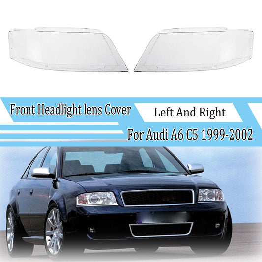 Transparent headlight cover for left and right lenses, suitable for Audi A6 C5 1999-2002
