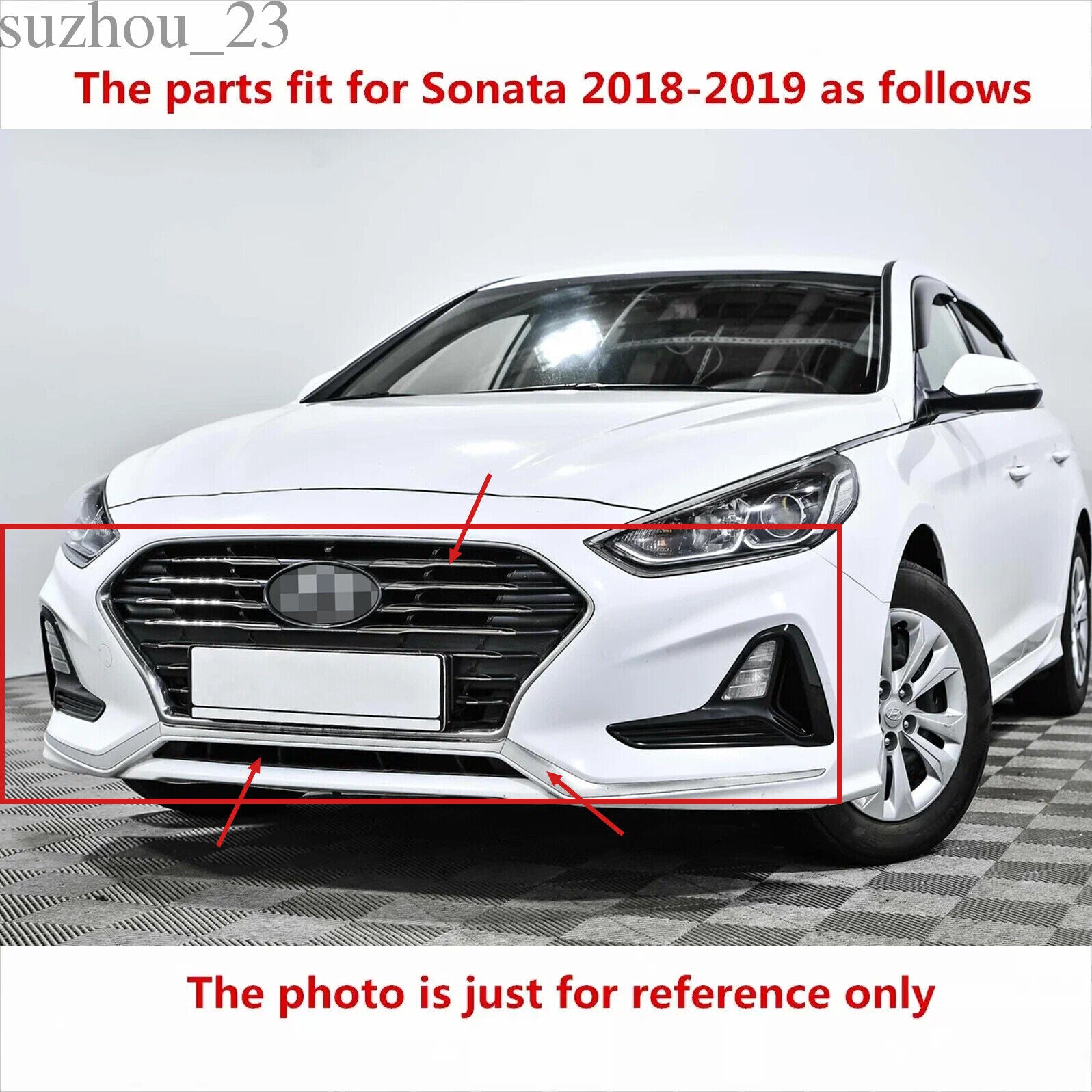 For Sonata 2018 2019 Upper Lower Grille Trims Radiator Cover Bumper Brackets