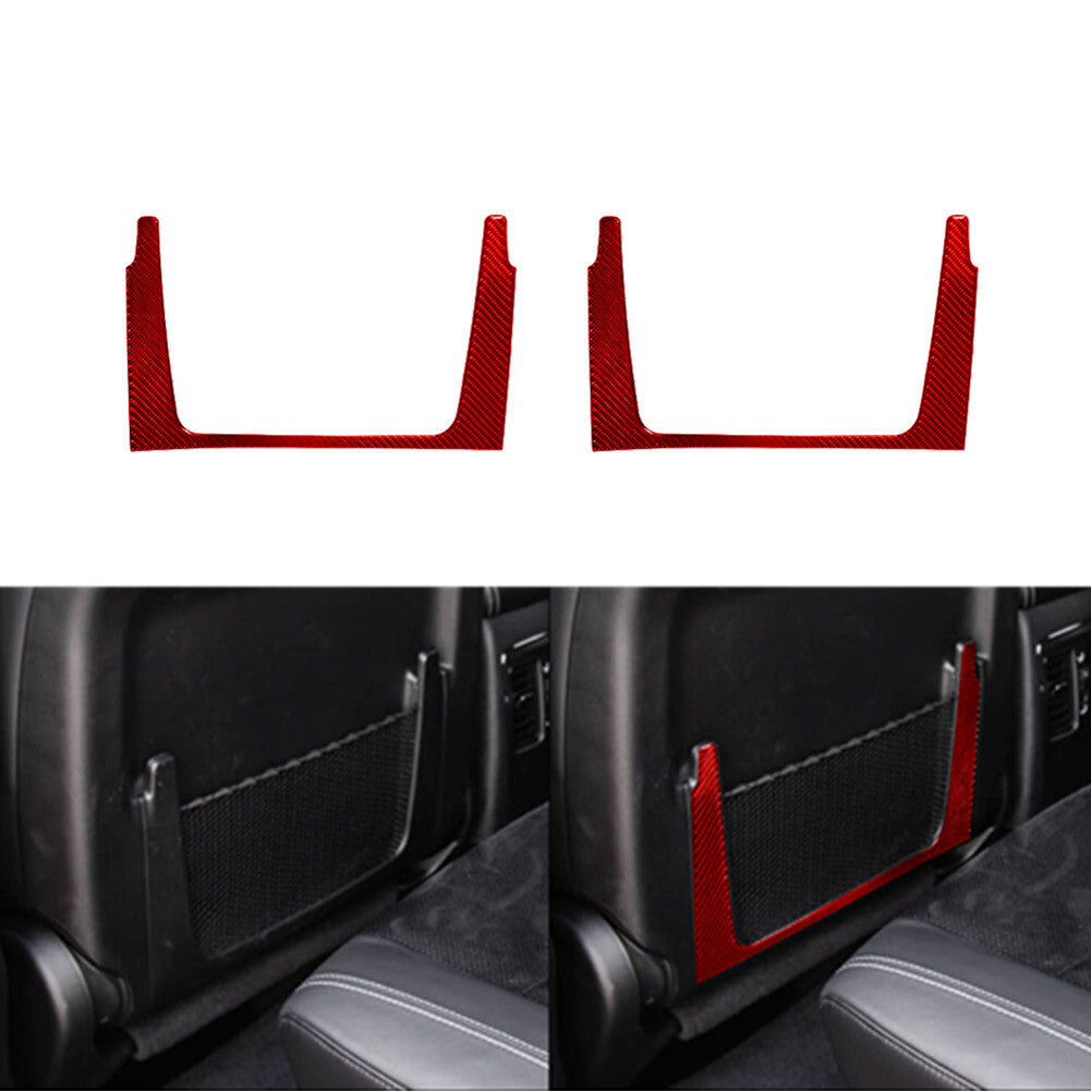 Red Carbon Fiber Rear for Seat Storage Side Frame Trim for Dodge Durango 2014-2020