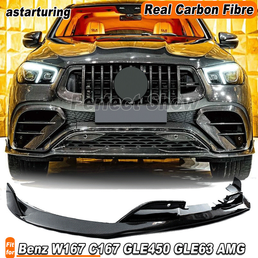 for Benz W167 C167 GLE450 GLE63 Coupe REAL CARBON Front Bumper Lip Spoiler