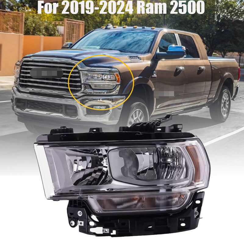 Left Side Chrome Halogen Headlight For 19-24 for Ram 2500 3500 68360177AD CH2502334
