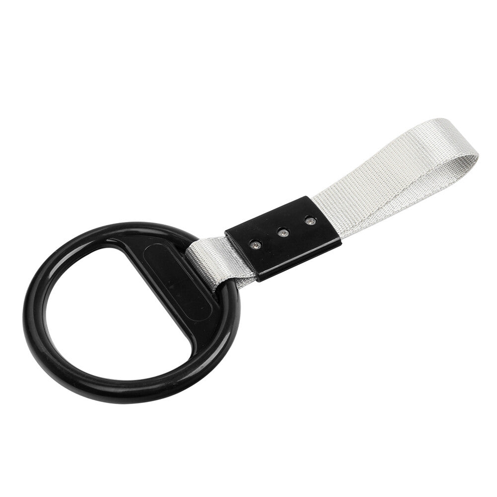 1Pc Car Black Round Ring Train Bus Handle Hand Strap Drift Charm Tool White Belt