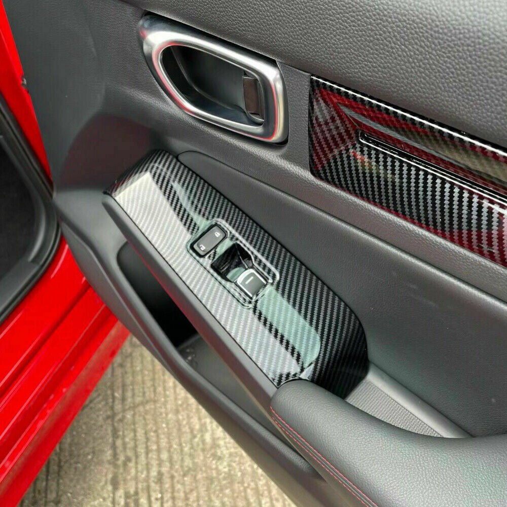 Carbon Fiber Decor Interior Dash Cover Trim Kit Set for Honda for Civic 2022-2023