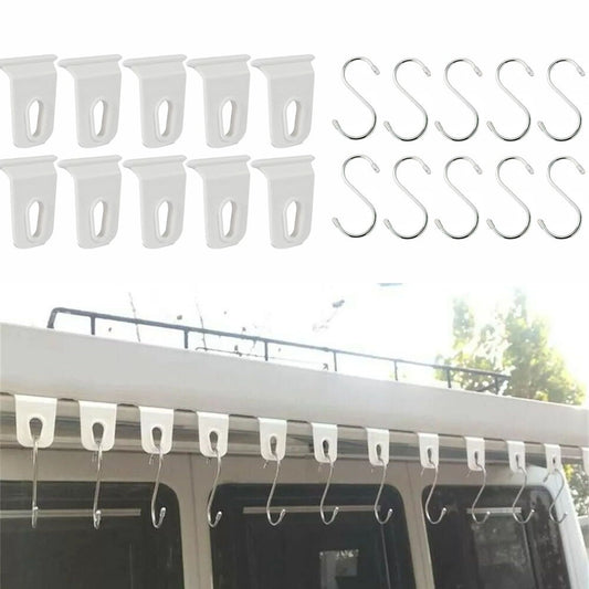 RV caravan awning clothes hook includes 10 hook racks 10 stainless steel hooks