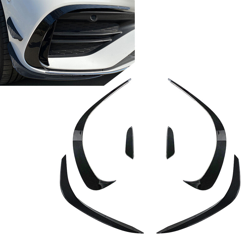 6PCs Front Bumper Lip Splitter Spoiler for Mercedes-Benz C-Class W206 Carbon