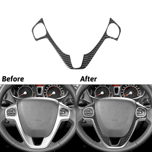 Carbon Fiber Interior Steering Wheel Accent Cover Trim for Ford Fiesta 2011-2015