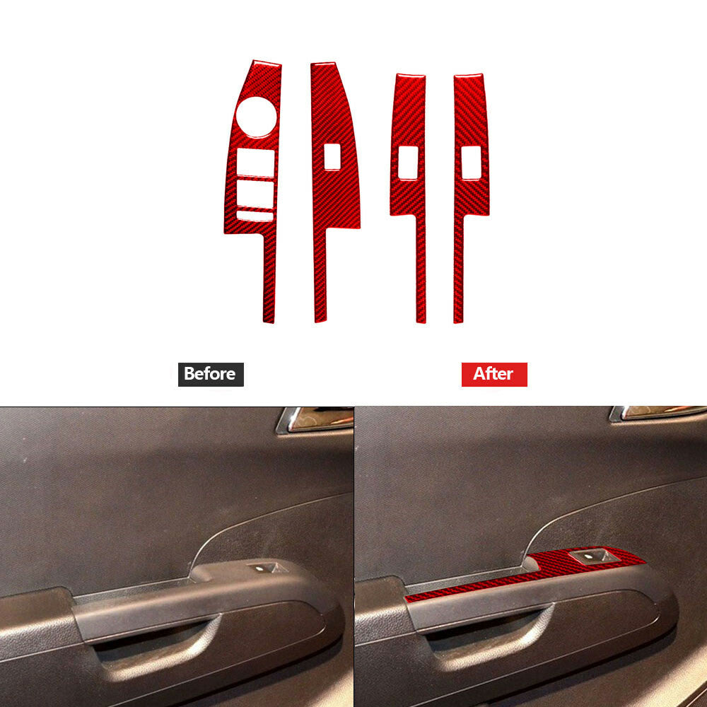 4Pcs Red Carbon Fiber Window Lift Panel Cover Trim for Chevrolet Sonic 2012-2016