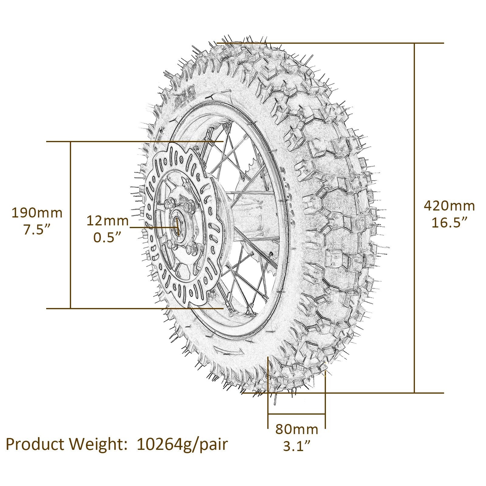 10-inch rear wheel, 3.00-10 tire, swingarm suitable for pit bike coolers 50/70/110cc CRF50 XR