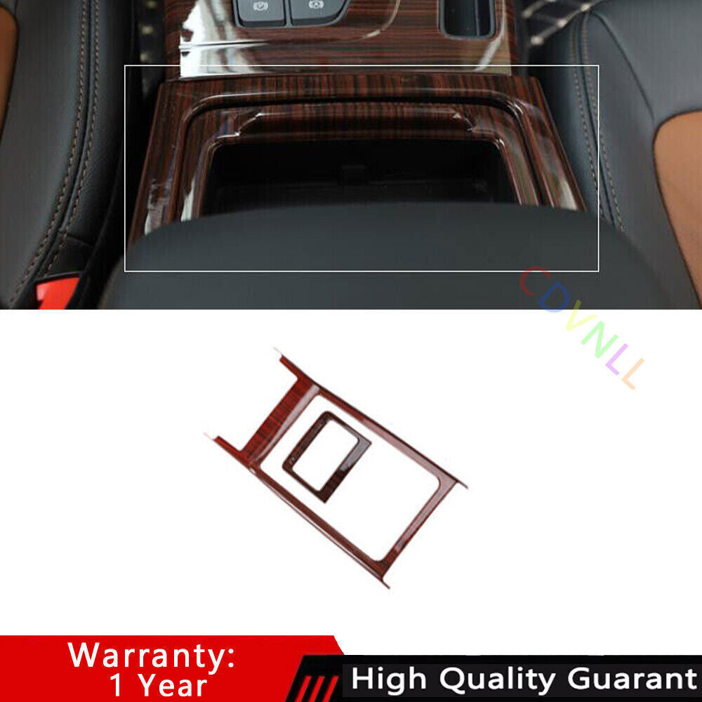 for Audi Q5 2018-2024 Red Wood Grain Console Gear Shift Water Cup Panel Trim