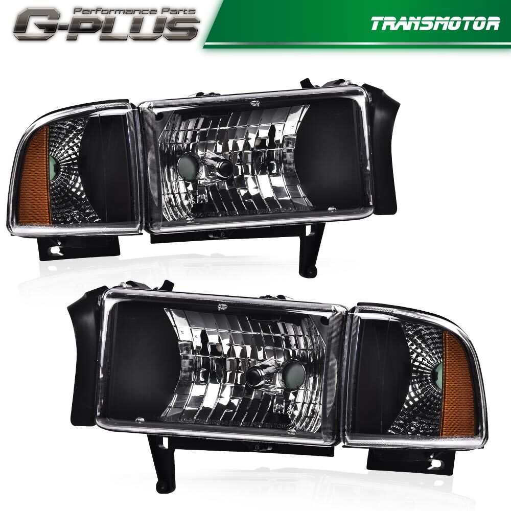 Suitable for 94-02 for Dodge for RAM 1500 2500 3500 headlight lamps with chrome lenses and amber corners.