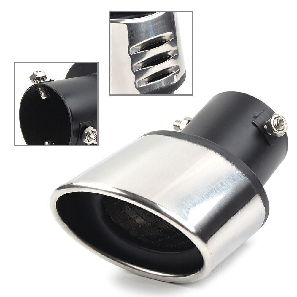 UniversalBent Rear Exhaust Pipe Tail Muffler Tip Round Accessories Sliver