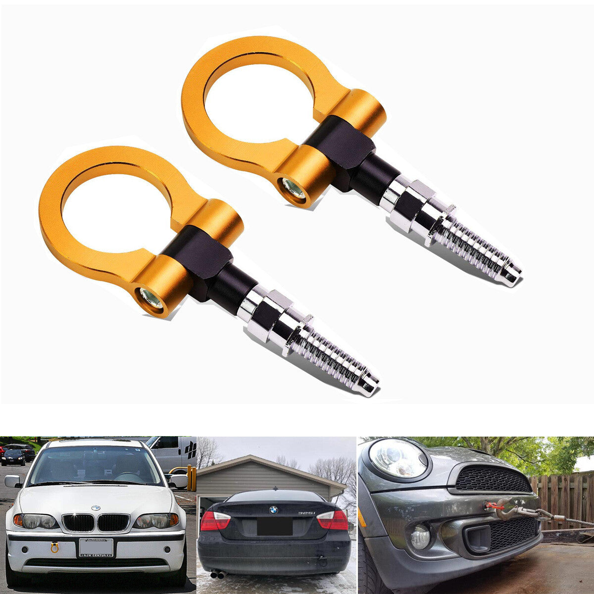 2x Gold Front Rear Bumper Tow Hook for BMW 325 335I 330 M3 M5 E60 for Mini Copper