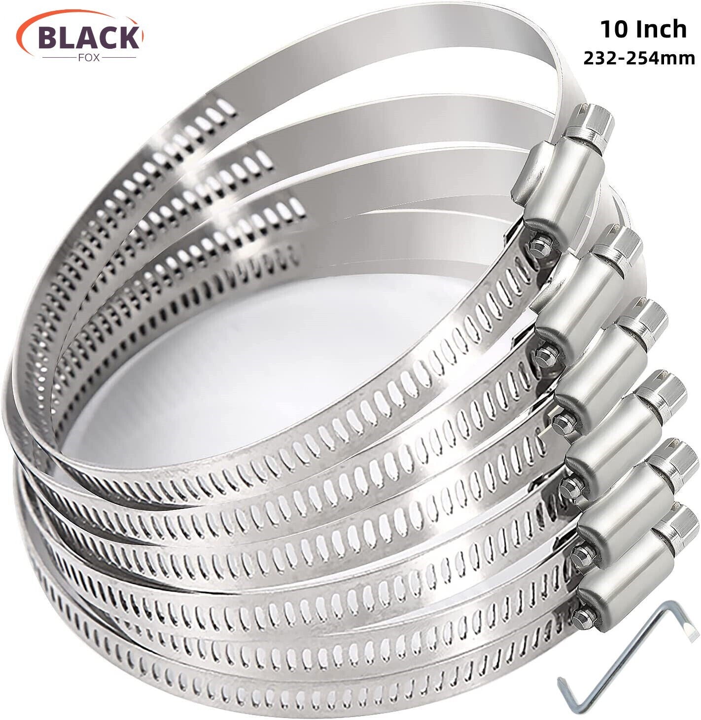 10-inch hose clamp, worm gear clamp, adjustable fuel line clamp for water hoses