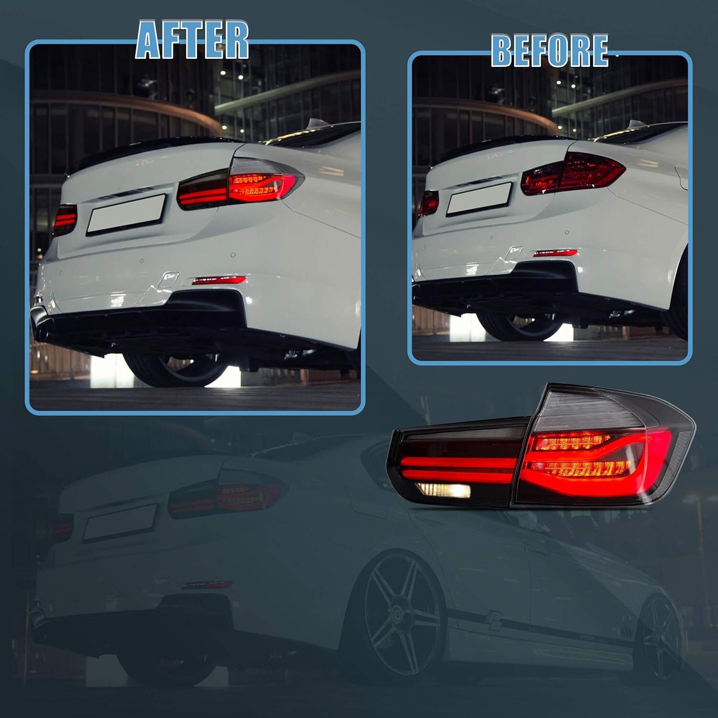LED taillight sequence for BMW 3 Series 2013-2018 F30 F35 F80 M3 sedans.