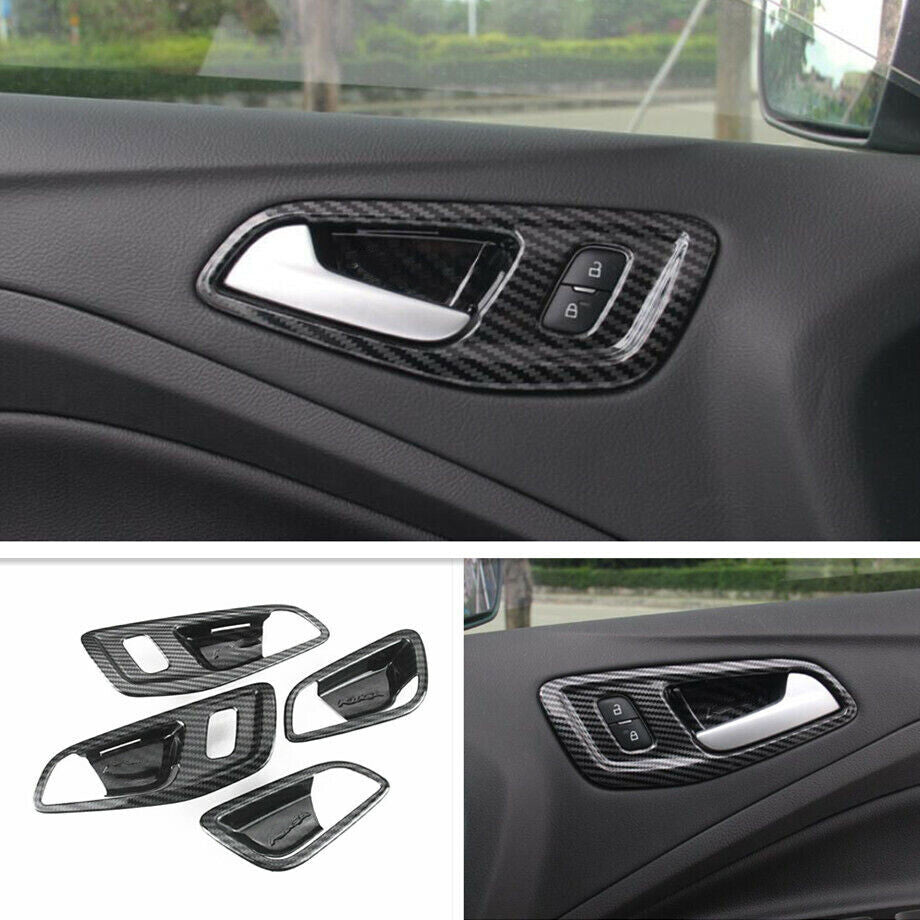 for Ford Escape Kuga 2013-2019 Carbon Fiber Inner Door Handle Bowl Cover Trims