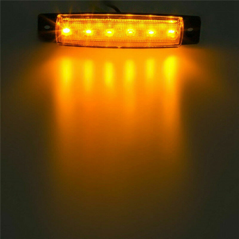 20Pcs Amber 6 LED Sealed Side Marker Clearance Light For Truck Trailer Lorry Bus