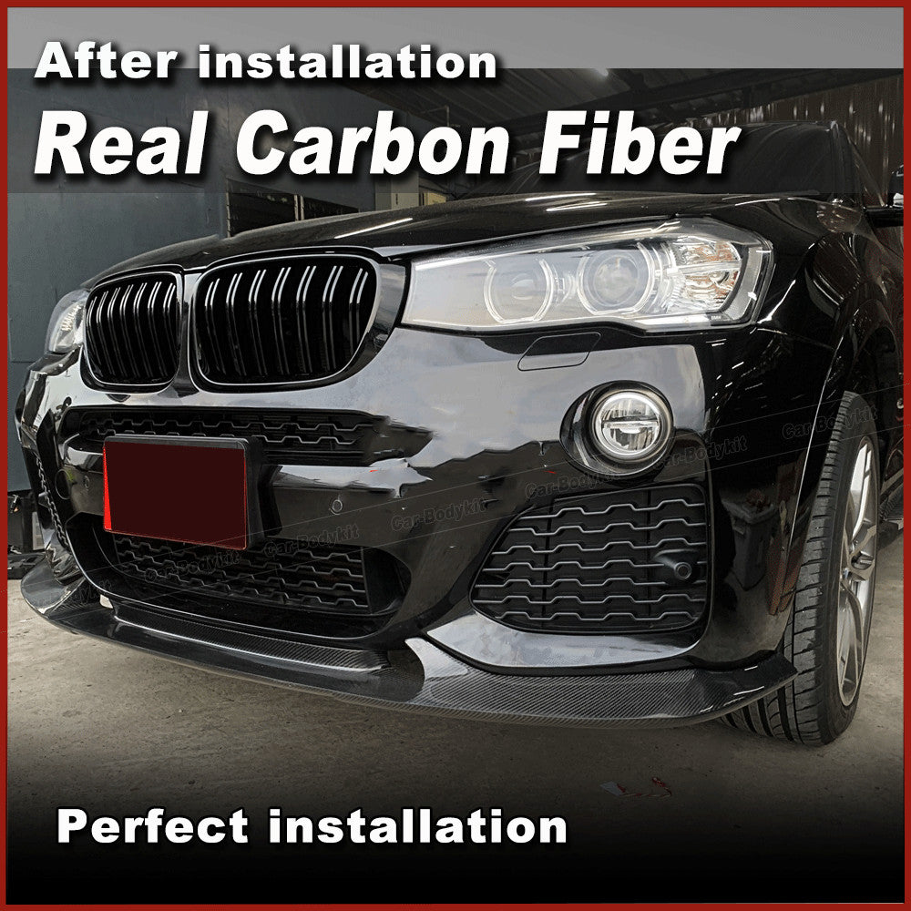 for BMW X3 F25 X4 F26 M Sport 2014-17 Real Carbon Fiber Front Bumper Lip Spoiler