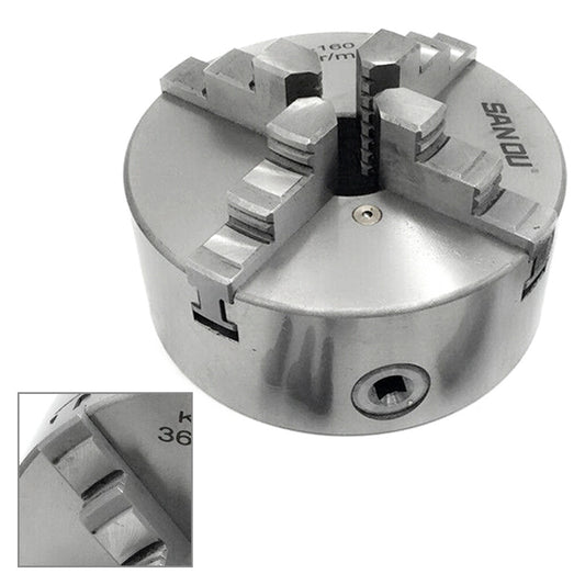 160mm Lathe Chuck 4-Jaw 6 Precision Self-Centering Plain Back Hardened Steel