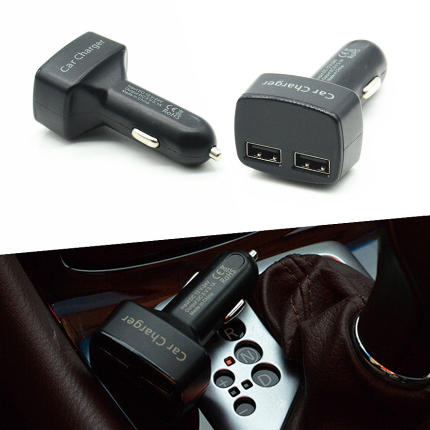 Car Charger Port Ammeter Voltmeter Black Dual USB Thermometer Red LED Monitor