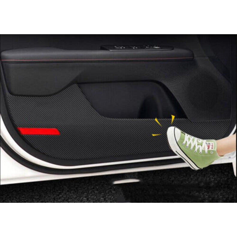 for Kia Forte 2019-2021 Carbon Fiber Leather PU Door Anti-Kick Panel Cover Trim