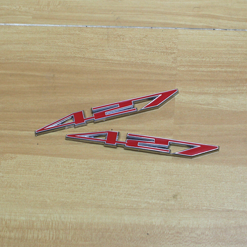 2x Chrome Red 427 Silver Metal Sticker Badge Emblem Decal Tailgate V6 4WD Engine