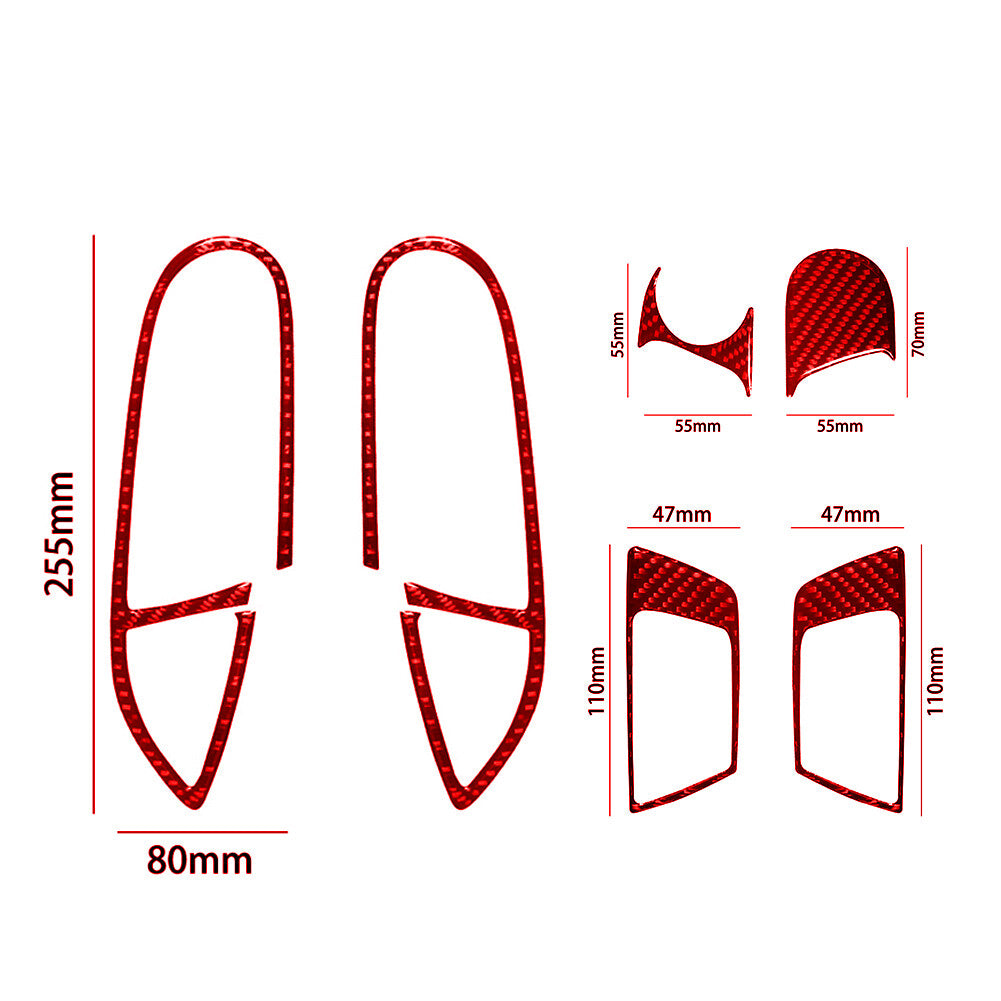6Pcs Red Carbon Fiber Front Door Handle Cover Trim for Ford Fiesta 2011-2015