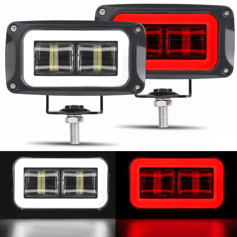 2X 4Inch Red Halo LED Work Light Bar 8D Pods Fog Driving Headlight Offroad Truck