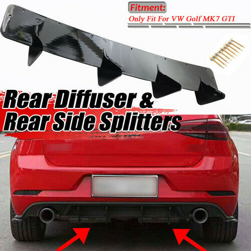 Rear bumper lip diffuser Valance Shark Fin rear splitter suitable for Volkswagen for Golf 7 MK7 GTI