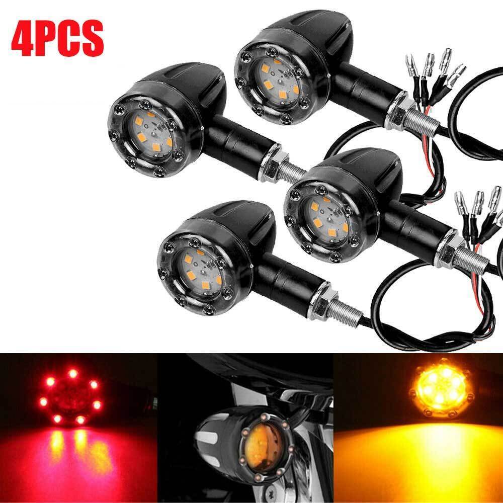 4x Motorcycle Bike LED Bullet Brake Blinker Turn Signals Tail Light Universal