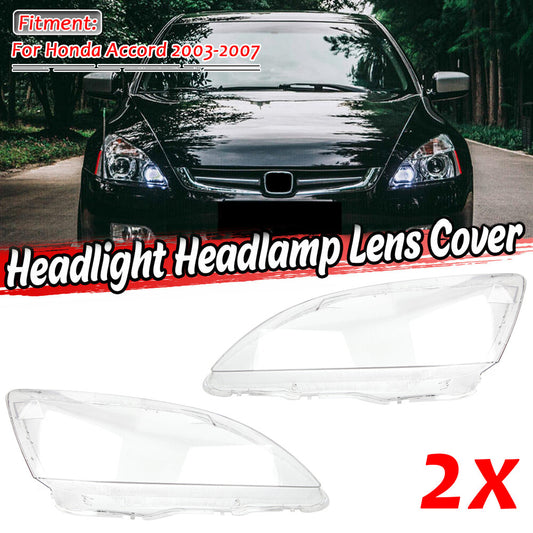 Pair Headlight Headlamp Clear Lense Cover Lampshade for Honda for Accord 2003-2007