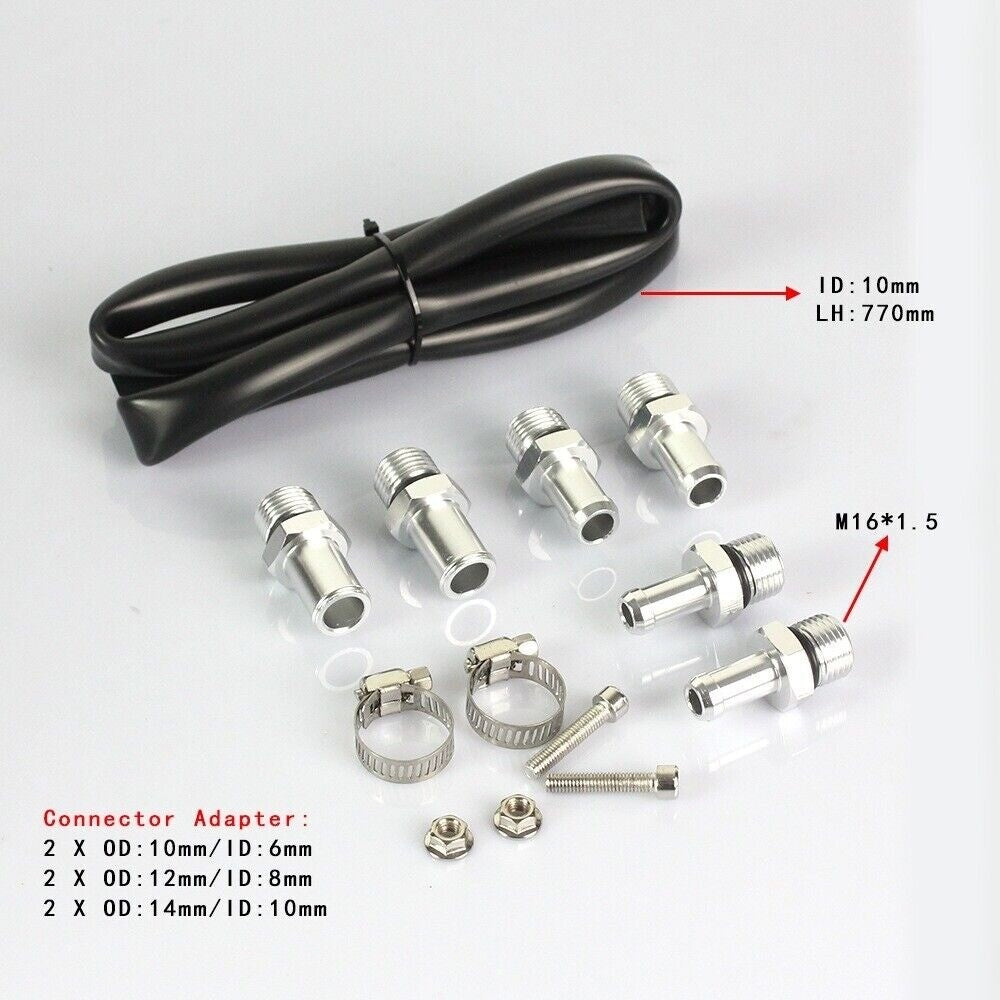 Black universal aluminum oil tank kit, reservoir, confusion tank, breather filter
