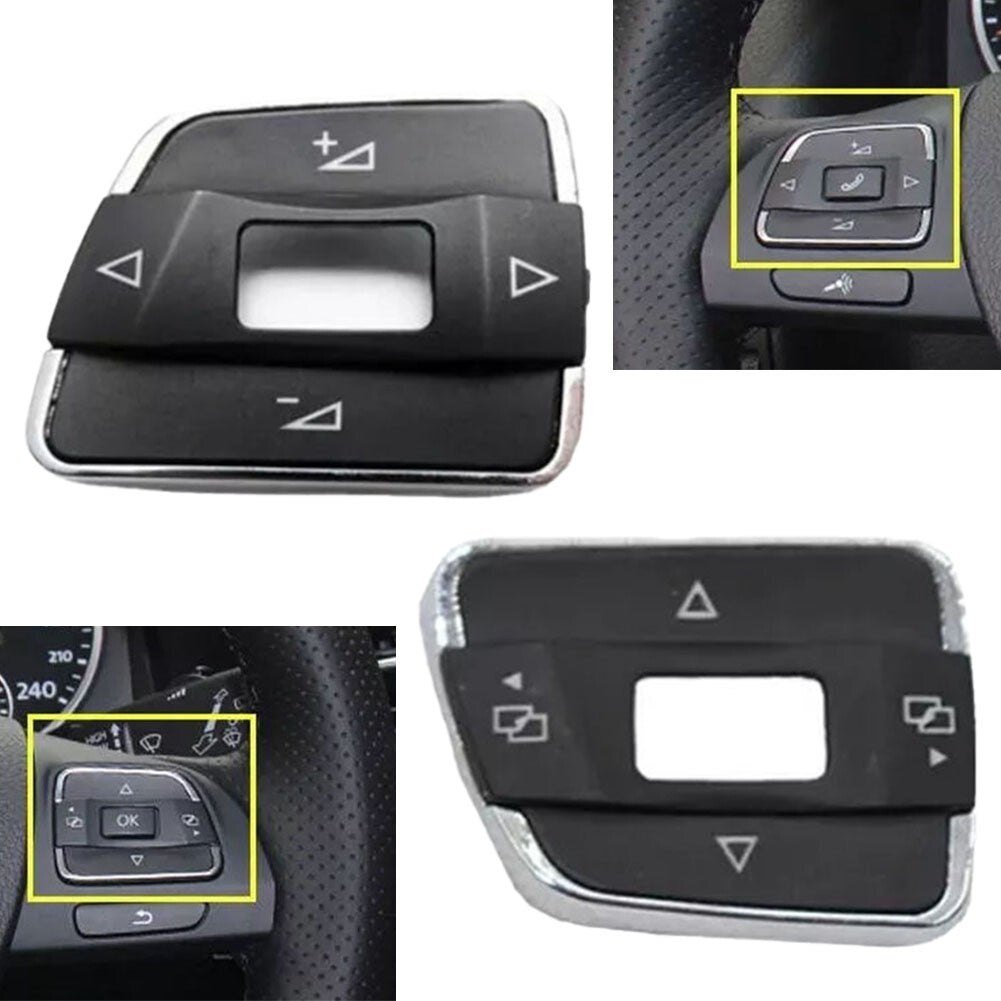 2x Multifunction Steering Wheel Volume Switch Button Trim Cover for Passat B7