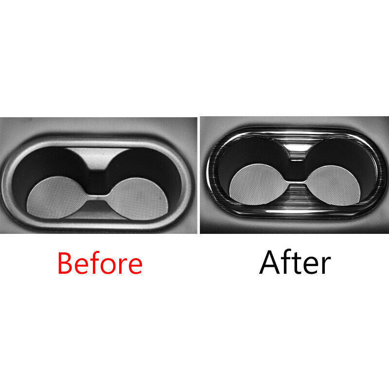 Car Rear Water Cup Holder Panel Cover Trim for Kia K5 2021-2022 Black Titanium