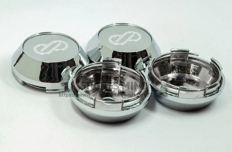New 4-piece set of 65mm Enkei wheel caps, rim center caps, and silver chrome badges.