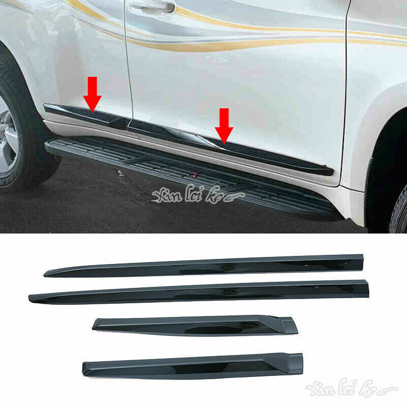 Piano Black Body Side Door Guard Moulding Trim for Toyota Prado FJ150 2018-2021