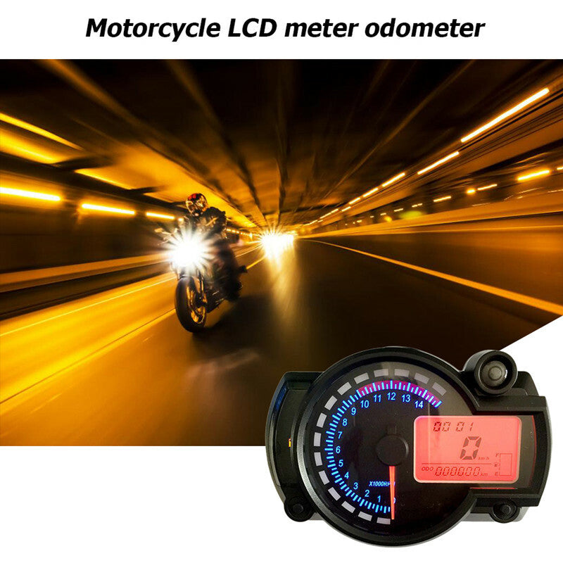 Motorcycle Dashboard LCD Digital DualSpeed Odometer Speedometer Tachometer Meter