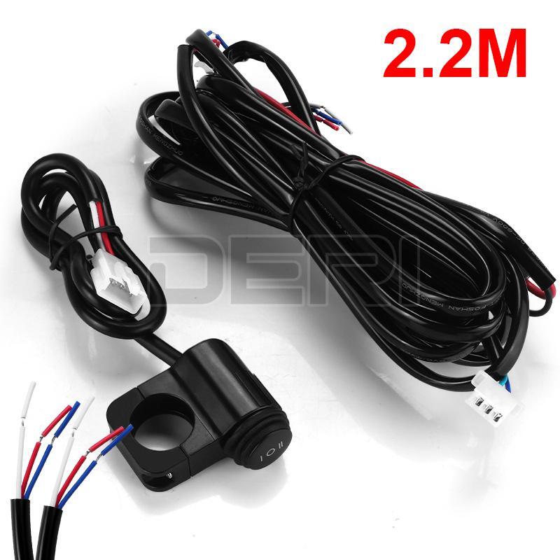 2.2M Motorcycle Spot Fog Light Headlight Wiring Harness Cable On-Off Switch
