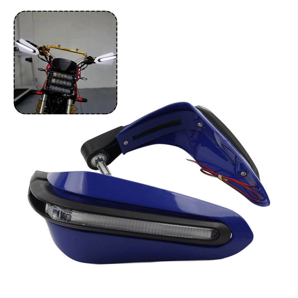 Universal 7/8 Motorcycle Handguard Blue W/ LED Light For Dirt Bike ATV