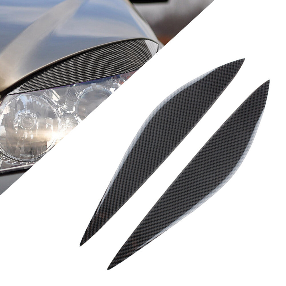 2X Carbon Fiber Headlight Eyebrow Trim for Mercedes-Benz W204 2008-2011