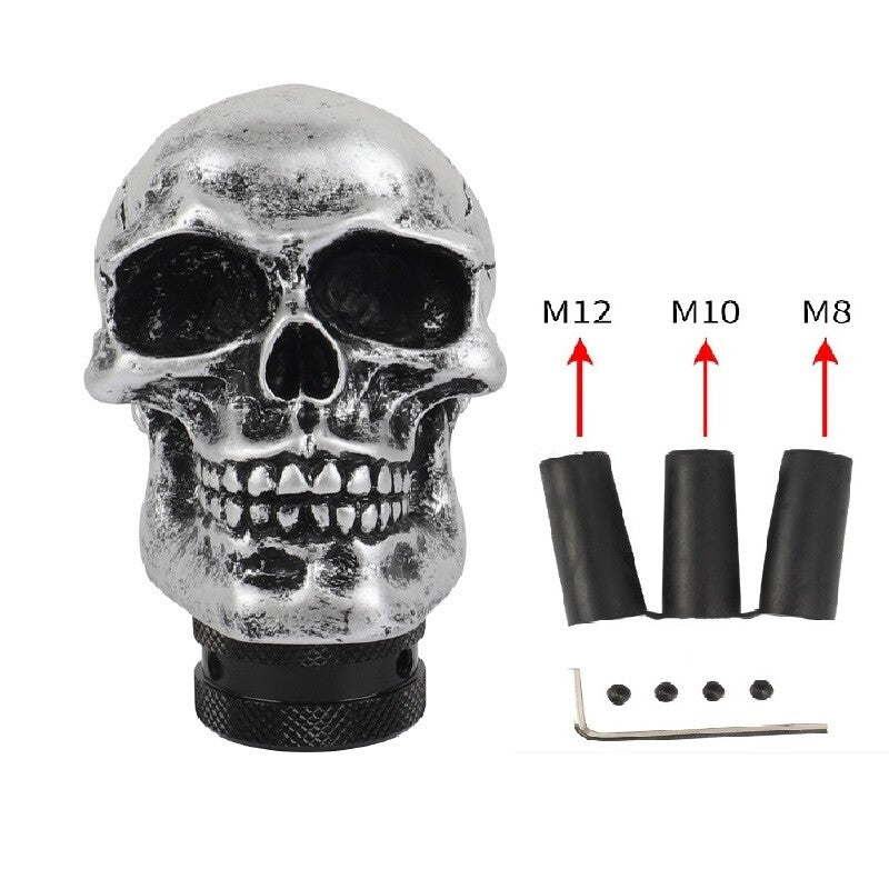 Universal Silver Skull Head Manual Gear Stick Shift Knob Shifter Lever Handle